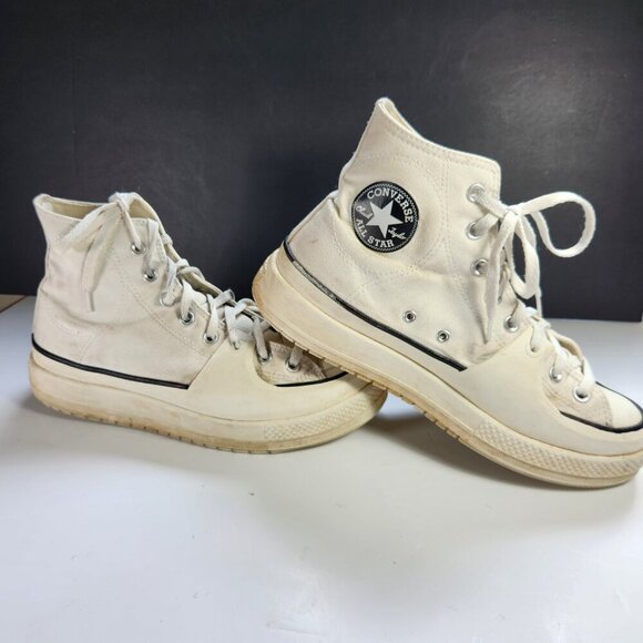 Converse All Star Chuck Taylor Mens 10 1/2 Hi Constructs White Sneakers - Picture 13 of 16